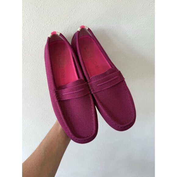 $189 Rothy's Women’s Pink Raspberry Slip-On Loafer Flats Driver 9 Shoes Penny - Picture 1 of 7